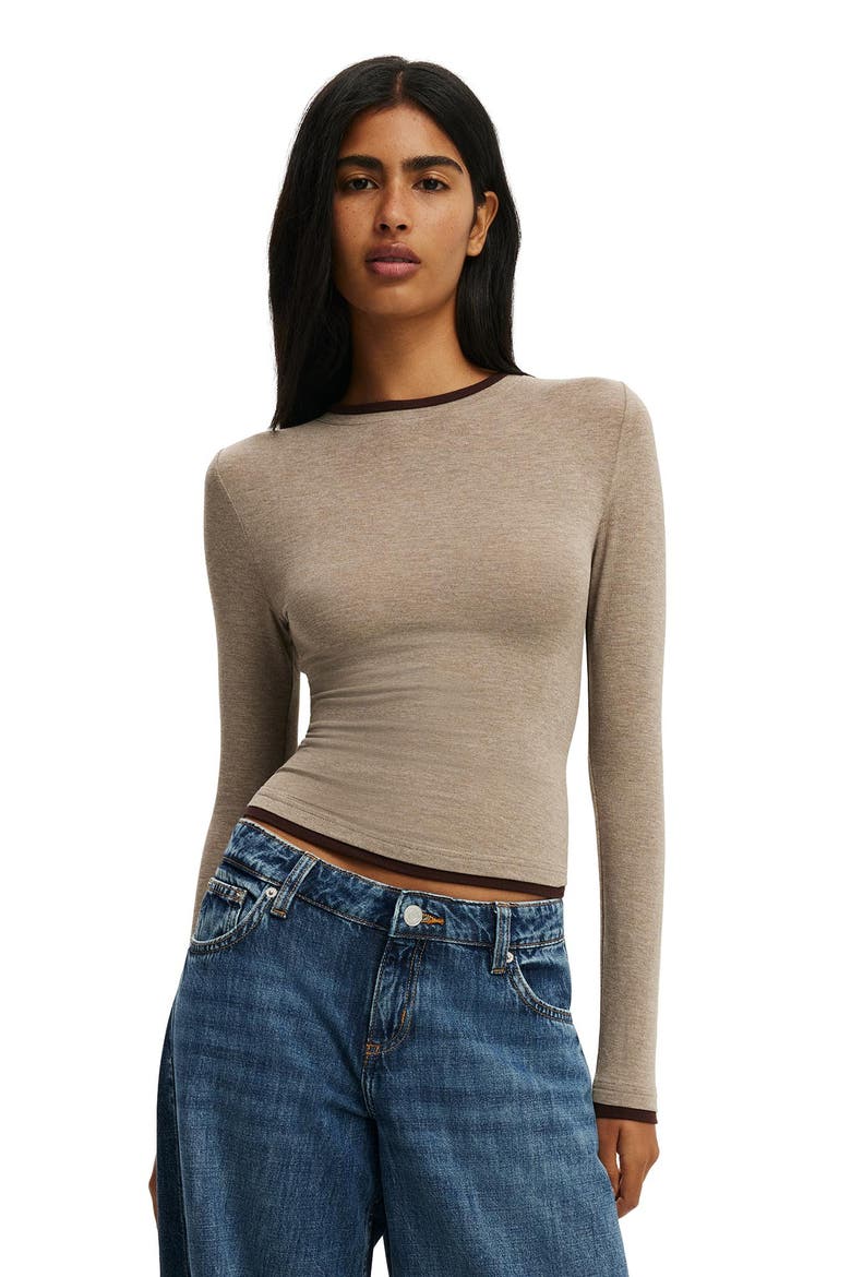 Women's Double Layer Long Sleeve, Main, color, Acorn Marle Dark Oak