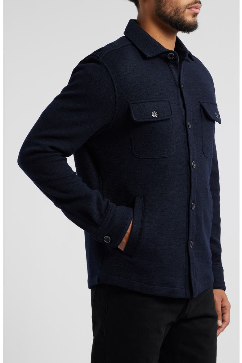 Mezner Wool & Cotton Knit Overshirt, Alternate, color, NAVY