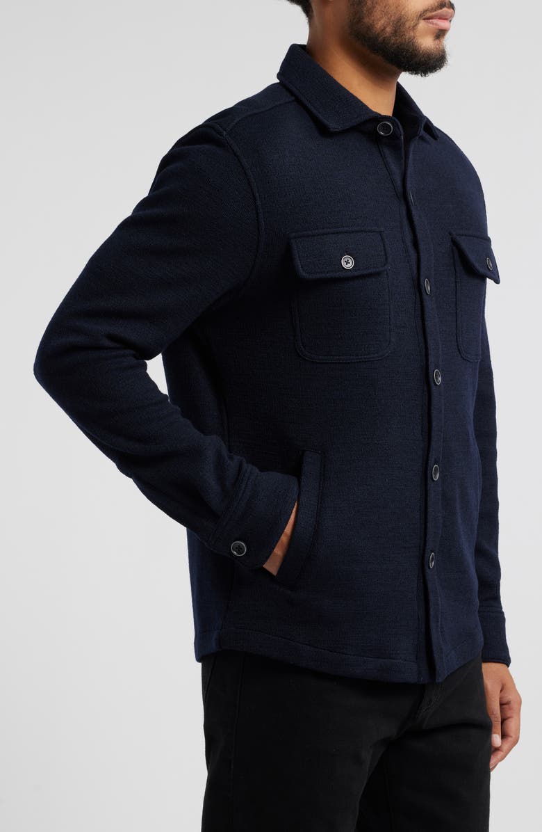 Robert Barakett Mezner Wool & Cotton Knit Overshirt, Alternate, color, Navy