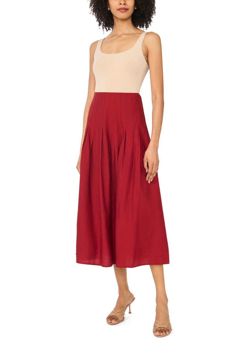 Pleated Midi Skirt, Alternate, color, CAYENNE