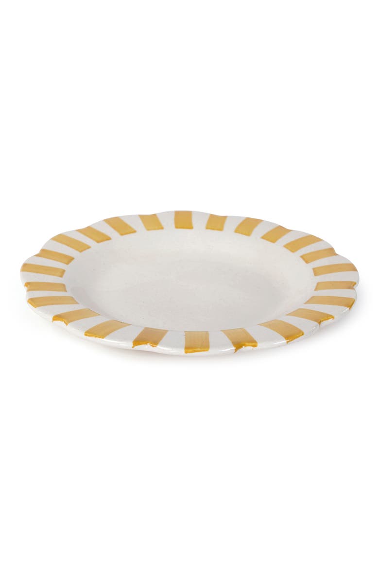 Set of 2 Scalloped Stripe Dinner Plates, Alternate, color, YELLOW