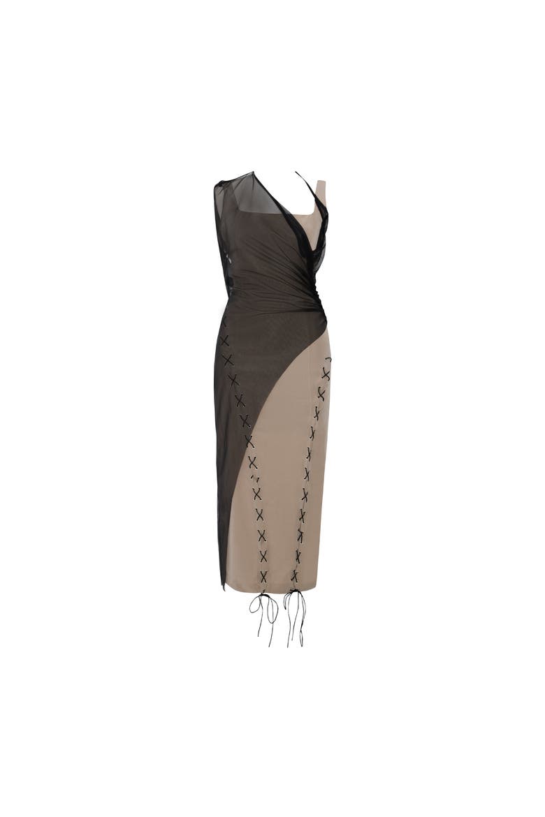 Bodycon Dress With Tulle, Main, color, beige