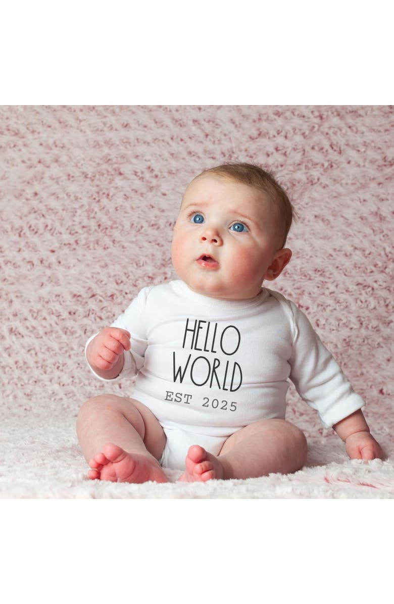 Sweet Wink Hello World Est 2025 Long Sleeve Bodysuit, Alternate, color, 