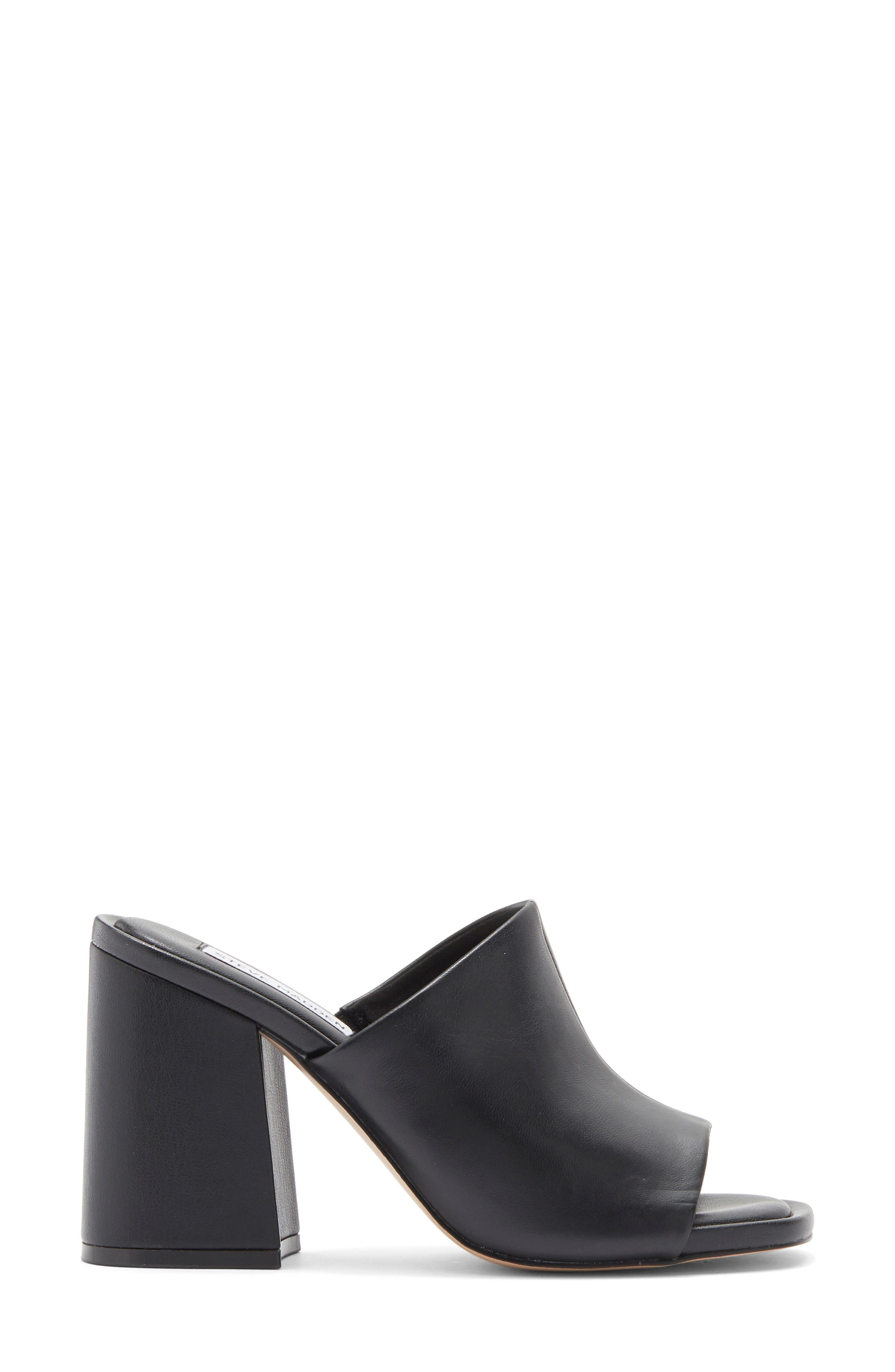 Steve Madden Giavana Block Heel Slide Sandal, Alternate, color, Black Leather