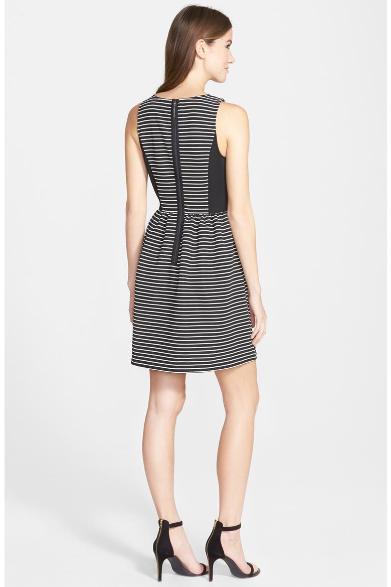 Stripe Ribbed Fit & Flare Dress, Alternate, color, BLACK COMBO