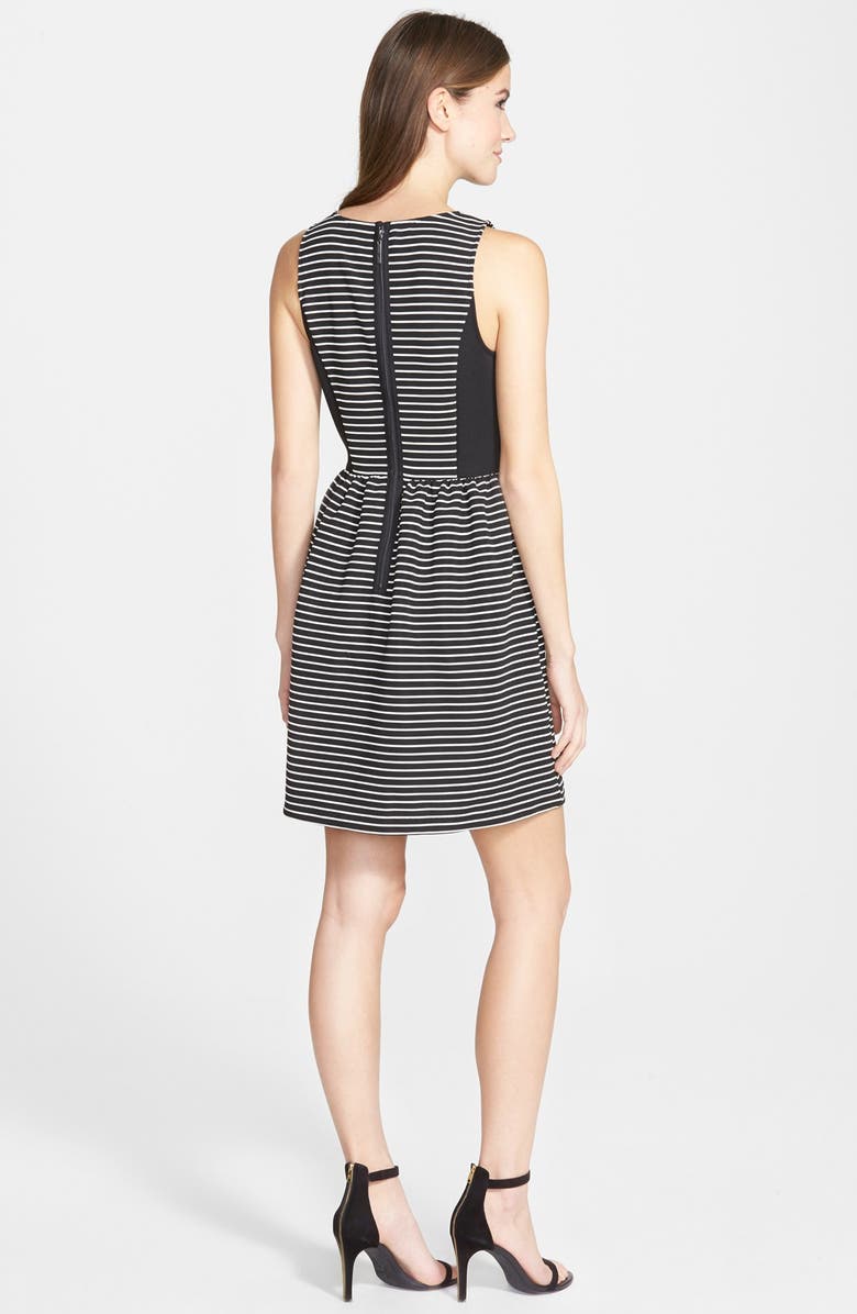Kensie Stripe Ribbed Fit & Flare Dress, Alternate, color,