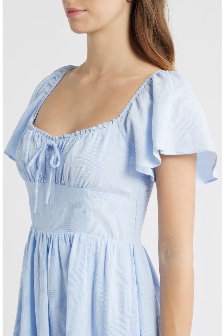 Floral Flutter Sleeve Sundress, Alternate, color, PERIWINKLE