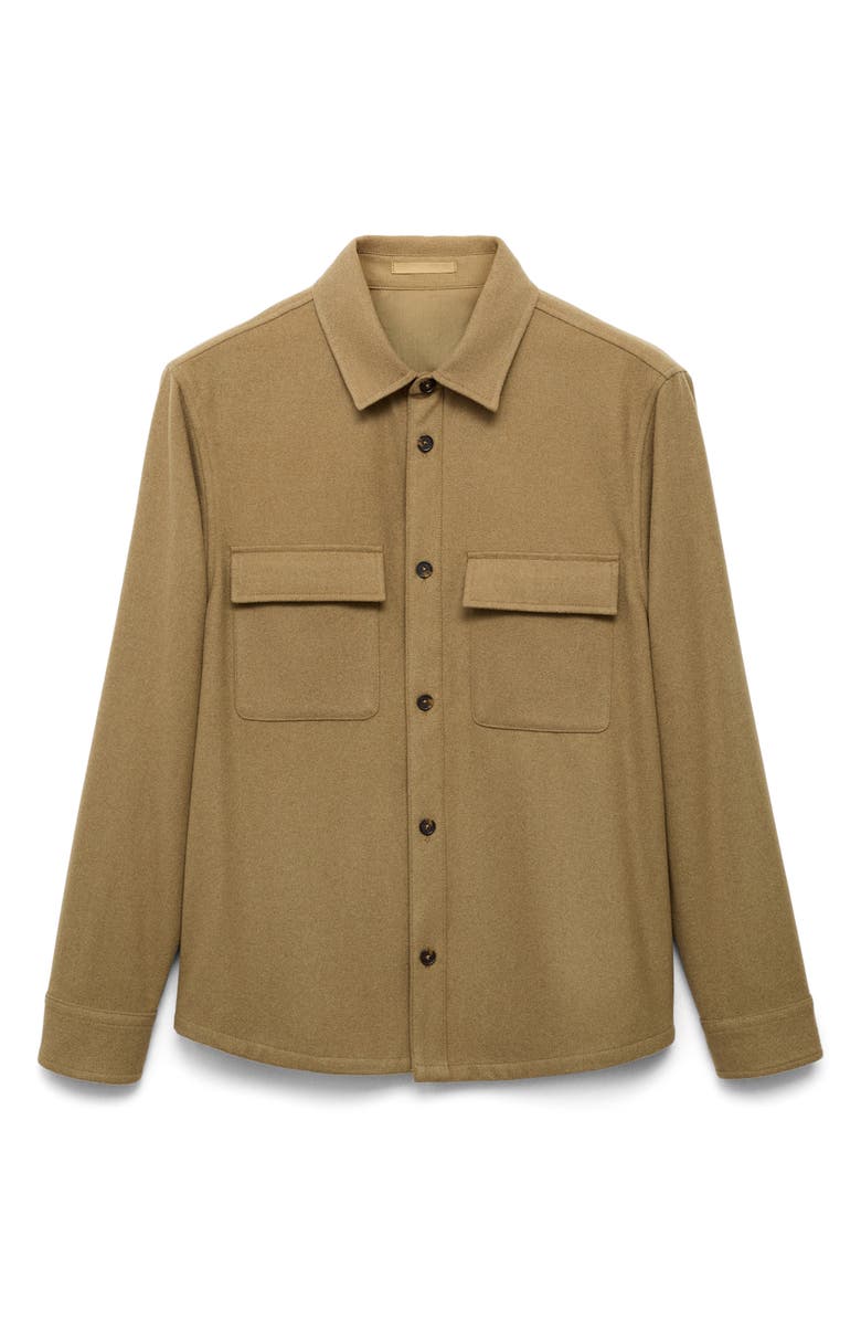 MANGO Wool Blend Overshirt, Alternate, color, Medium Brown