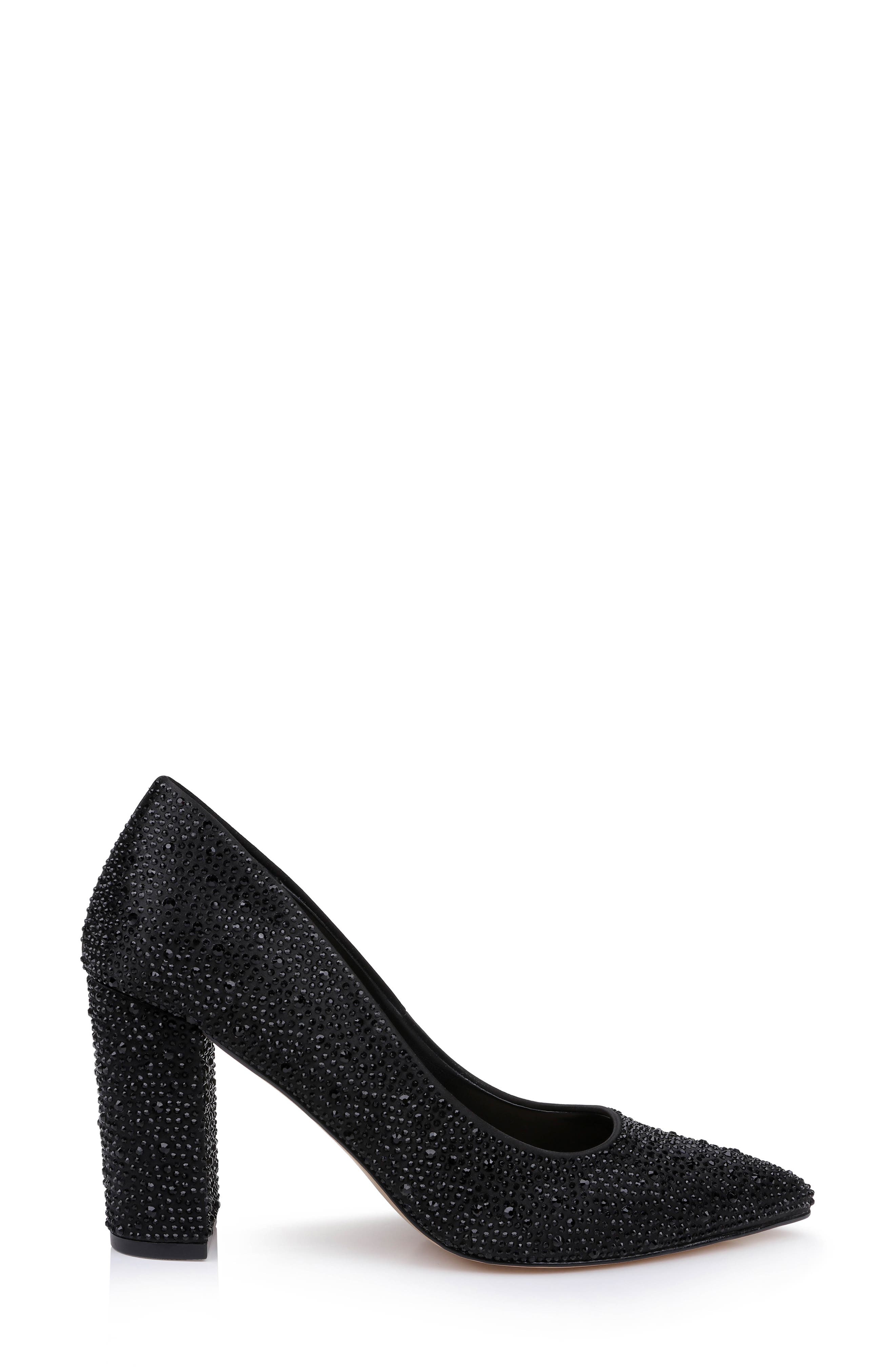 Banee II Crystal Pointed Toe Pump, Alternate, color, BLACK SATIN