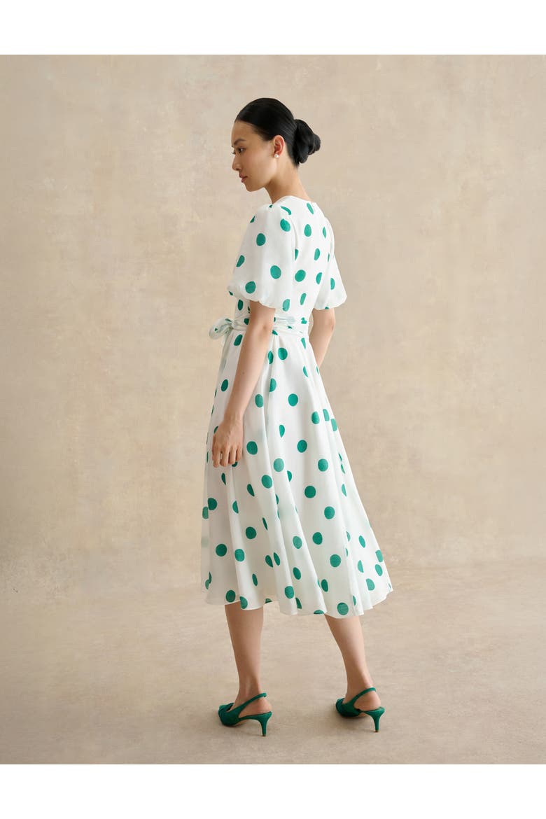 Barrington Polka Dot Midi Dress, Alternate, color, Ivory/Green