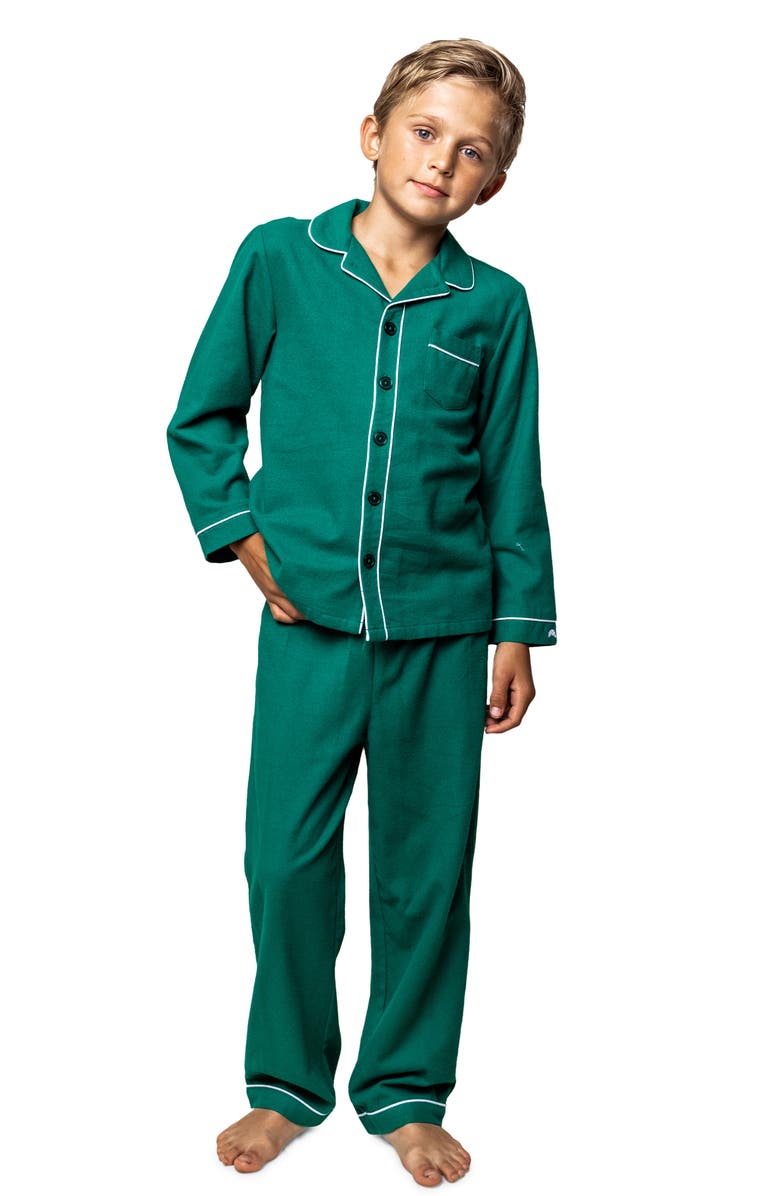 Petite Plume Kids' Flannel Two-Piece Pajamas, Alternate, color, Green