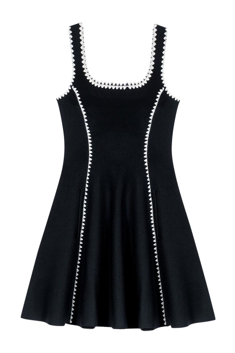 Short dress with topstitch details, Main, color, Black