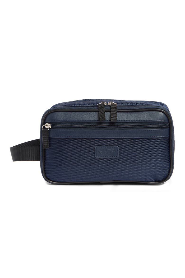 Nylon Double Zip Dopp Kit, Main, color, NAVY