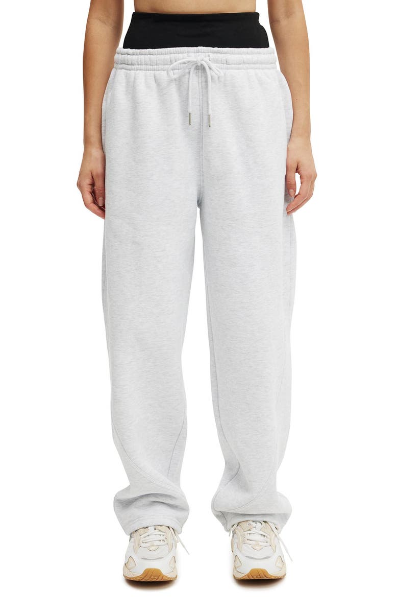 COTTON ON BODY Women
s Active Plush Essential Barrel Sweatpant, Alternate, color, Cloudy Grey Marle