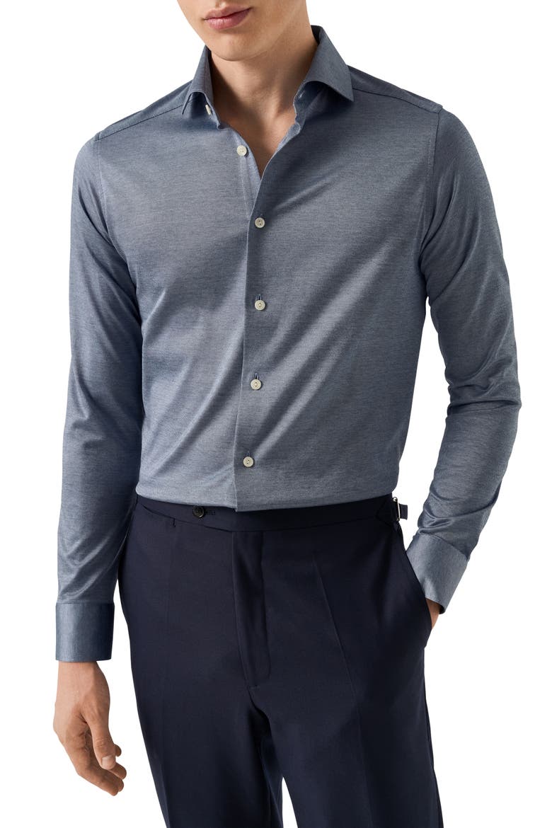 Contemporary Fit Filo Di Scozia Knit Shirt, Main, color, DARK BLUE