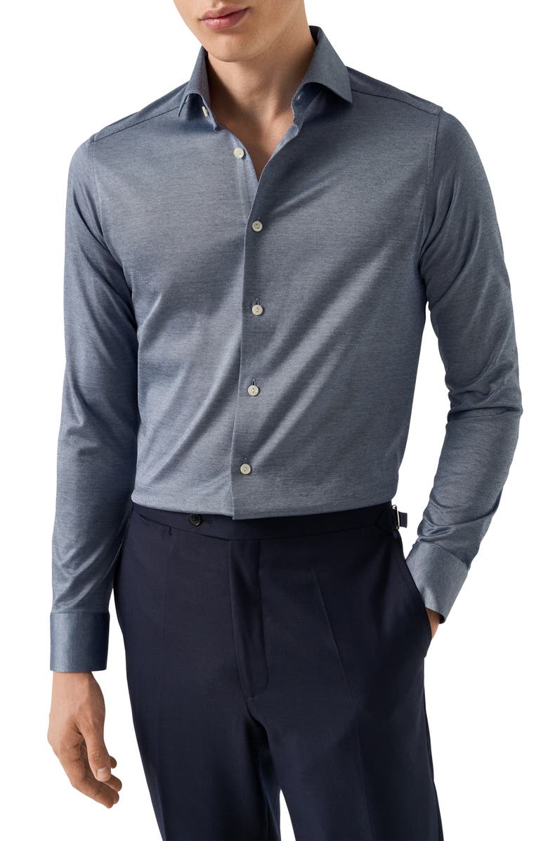 Eton Contemporary Fit Filo Di Scozia Knit Shirt, Main, color, Dark Blue
