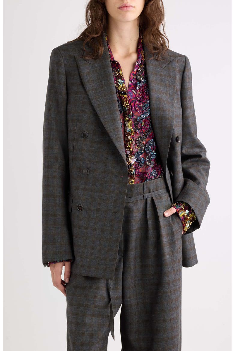 Barrysta Abstract Check Wool Blazer, Main, color, BROWN