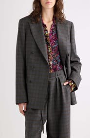 Dries Van Noten Barrysta Abstract Check Wool Blazer