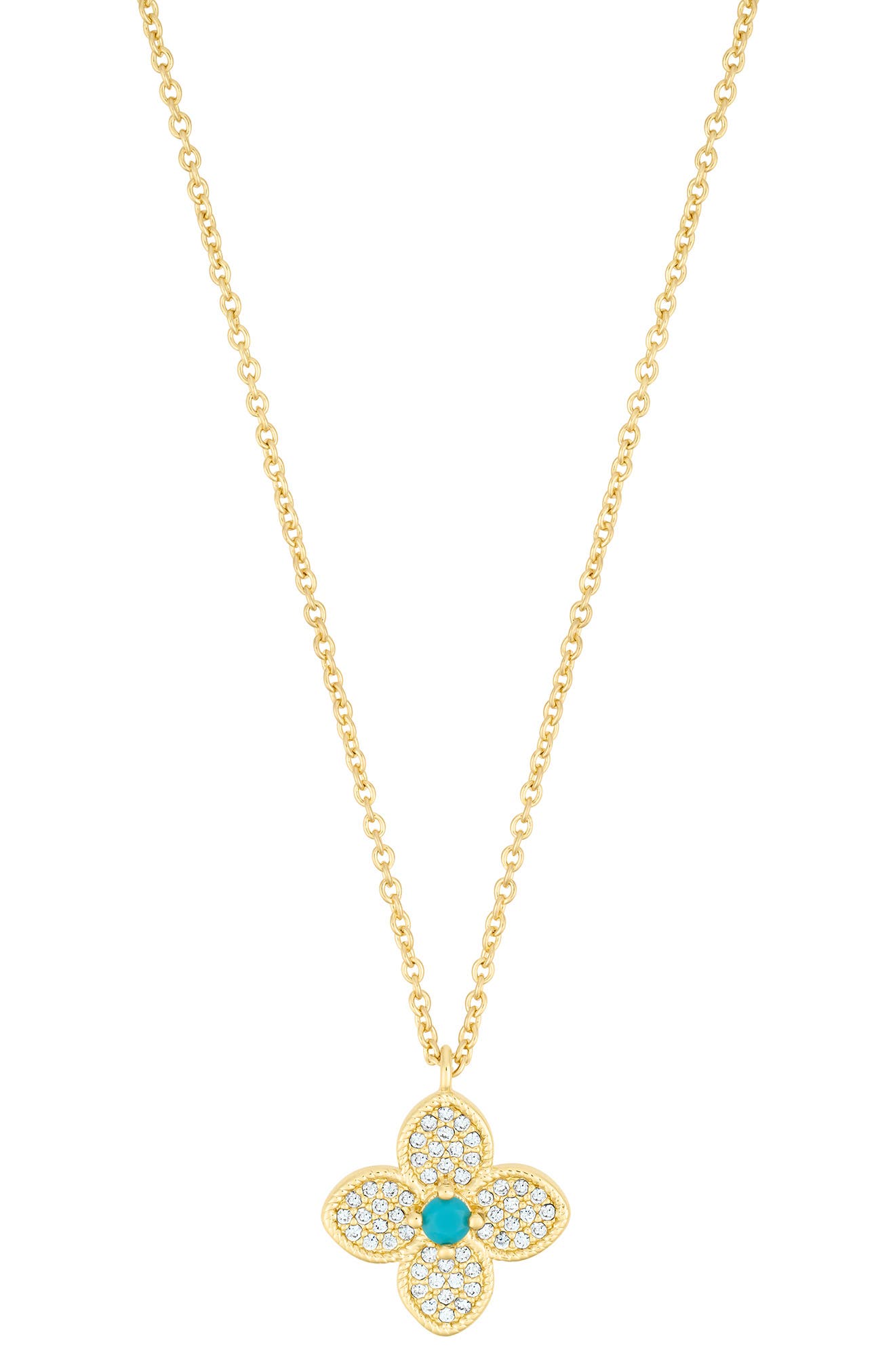 Adornia Turquoise Flower Pendant Necklace