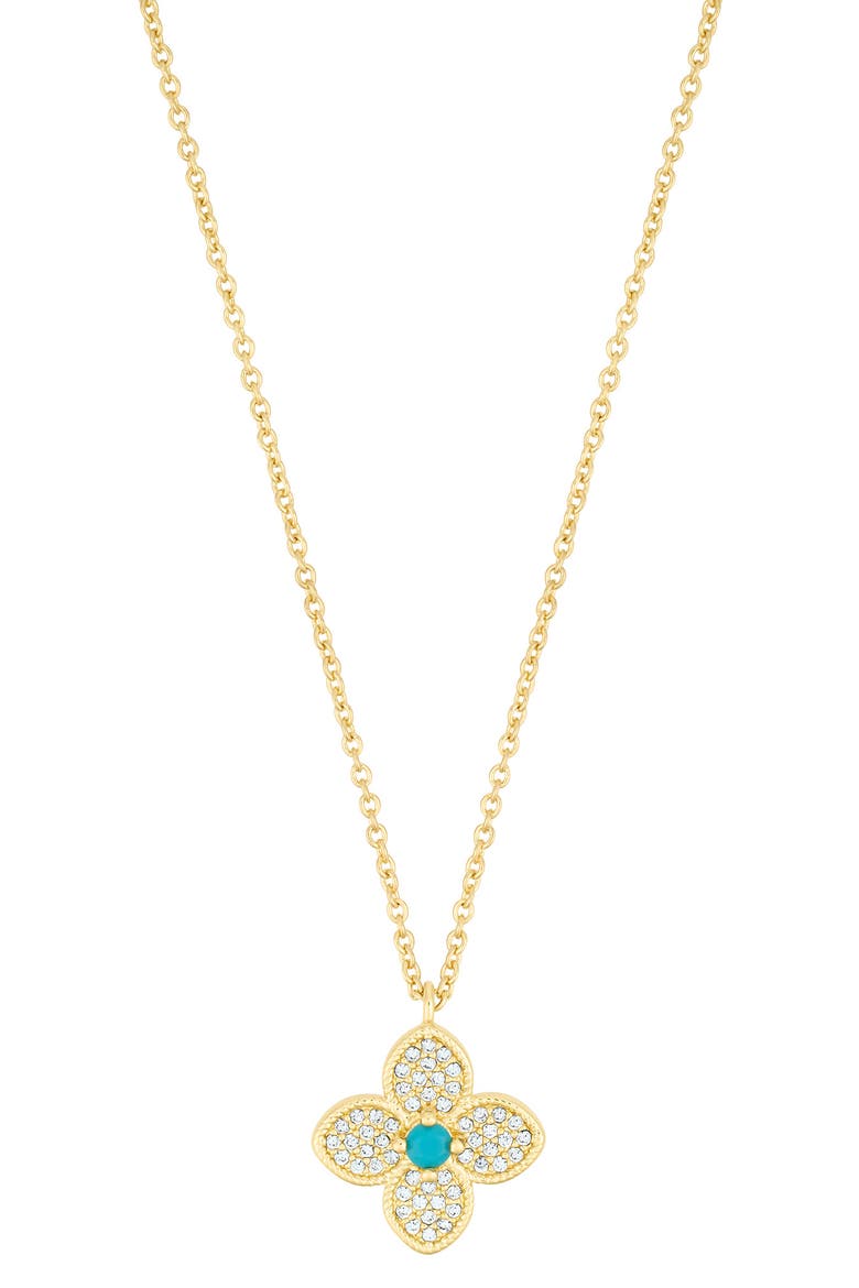 Turquoise Flower Pendant Necklace, Main, color, BLUE/ GOLD