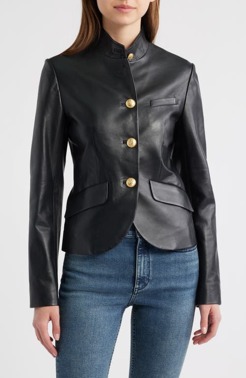 Rag & Bone Sadie Crop Leather Blazer In Black