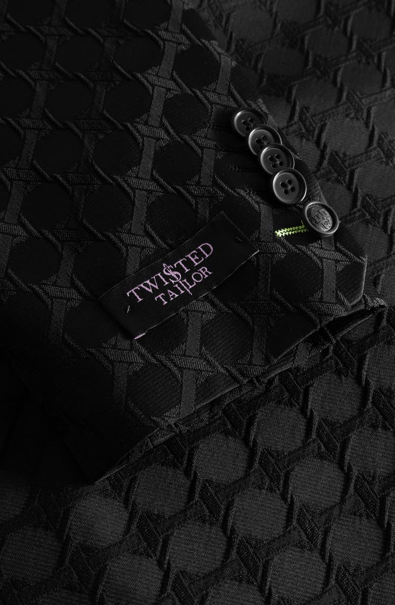 Twisted Tailor Papatya Slim Fit Black Jacquard Suit Jacket, Alternate, color,