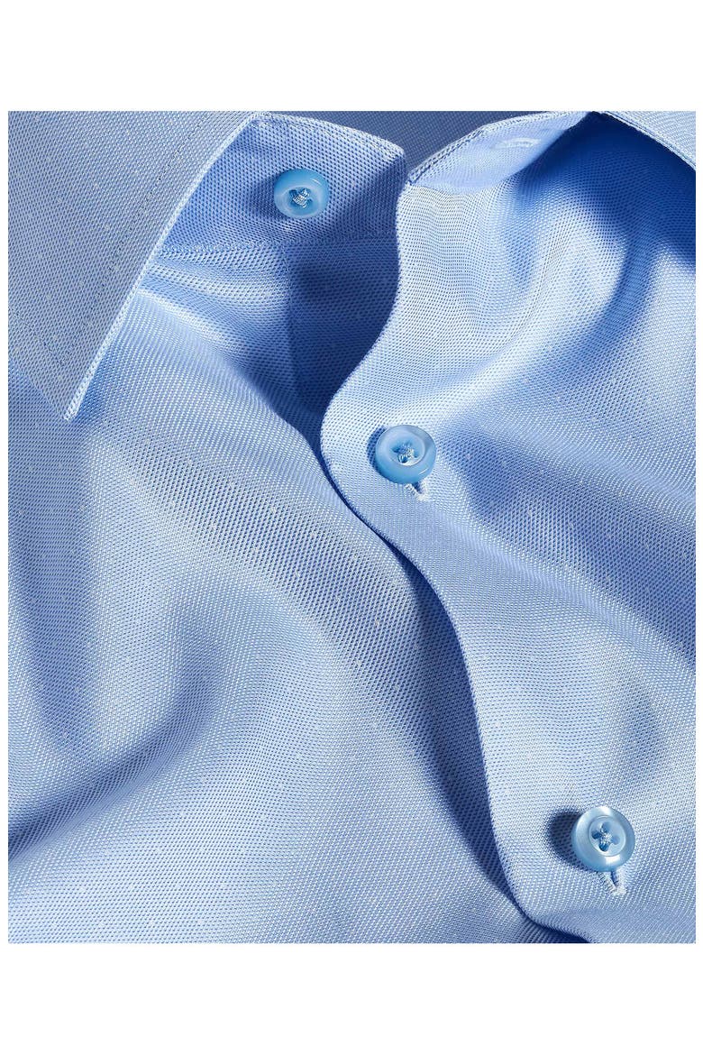 Trim Fit Pin Dot Cotton & Silk Dress Shirt, Alternate, color, SKY