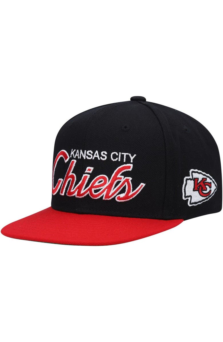 Mitchell & Ness Youth Mitchell & Ness Black/Red Kansas City Chiefs Team Script Snapback Hat, Main, color, Black