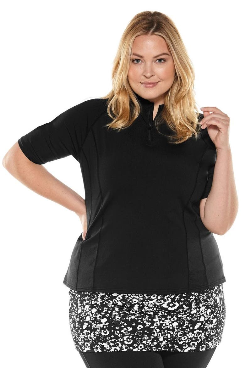 Women's Freestyle Short Sleeve Rash Guard, UPF 50+ Sun Protection, Alternate, color, Black