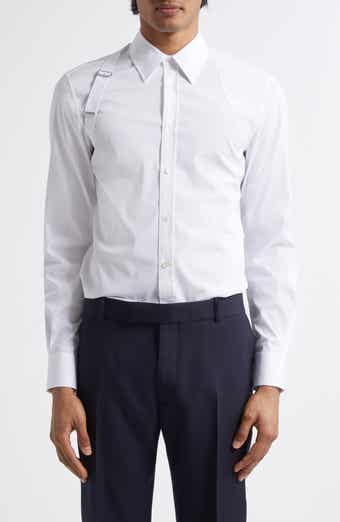 Logo Tape Harness Stretch Cotton Button-Up Shirt