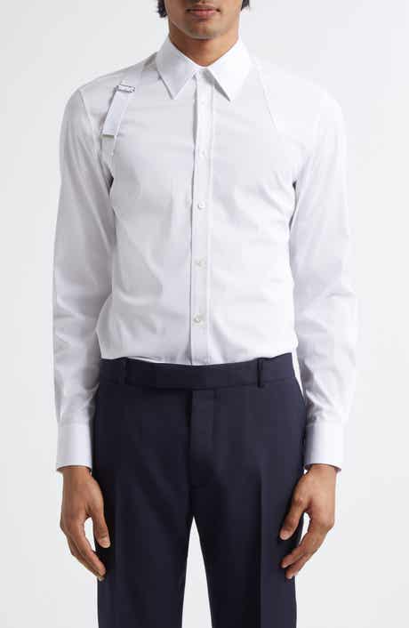 Logo Tape Harness Stretch Cotton Button-Up Shirt
