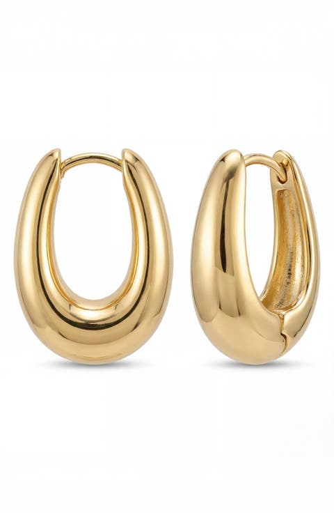 Wide Oval Huggie Earrings