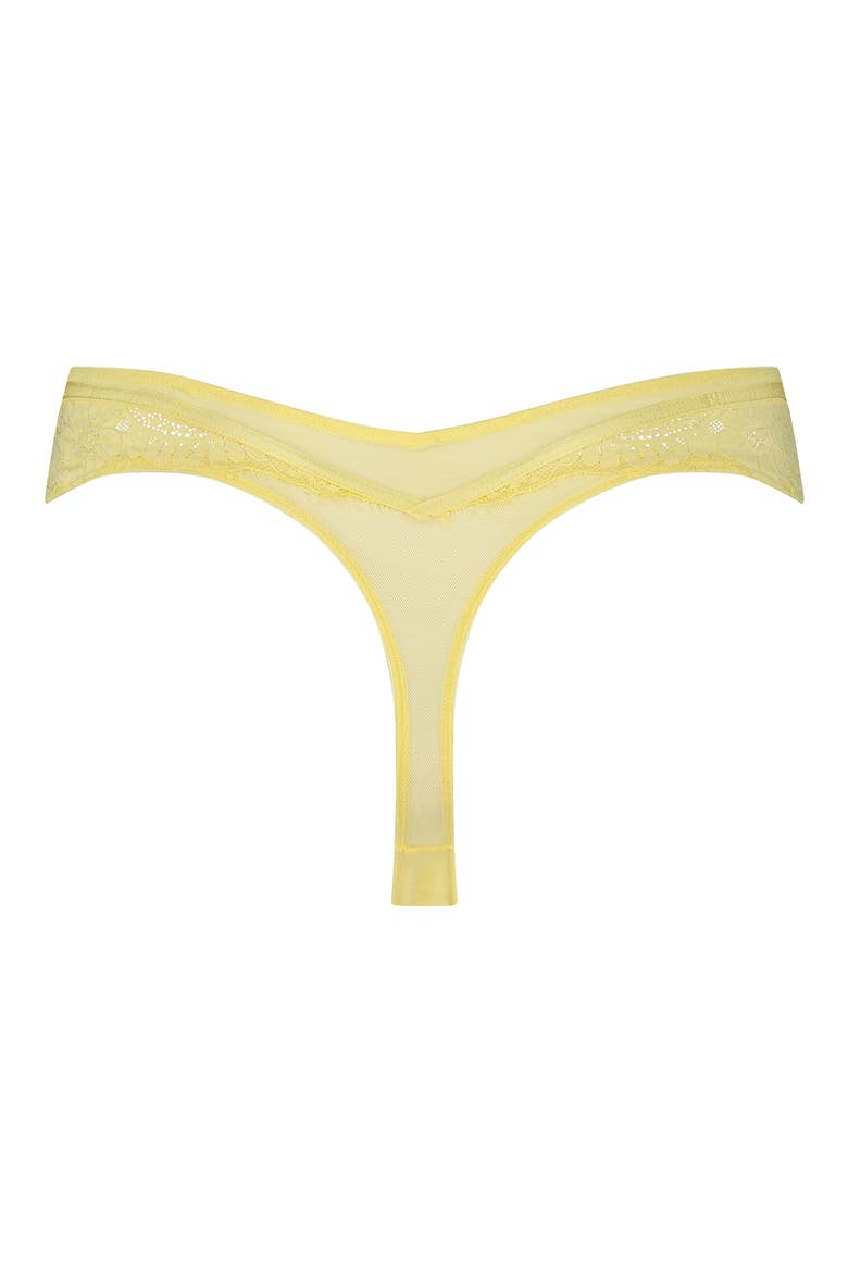 Milaan Lace & Mesh Thong, Alternate, color, PALE BANANA