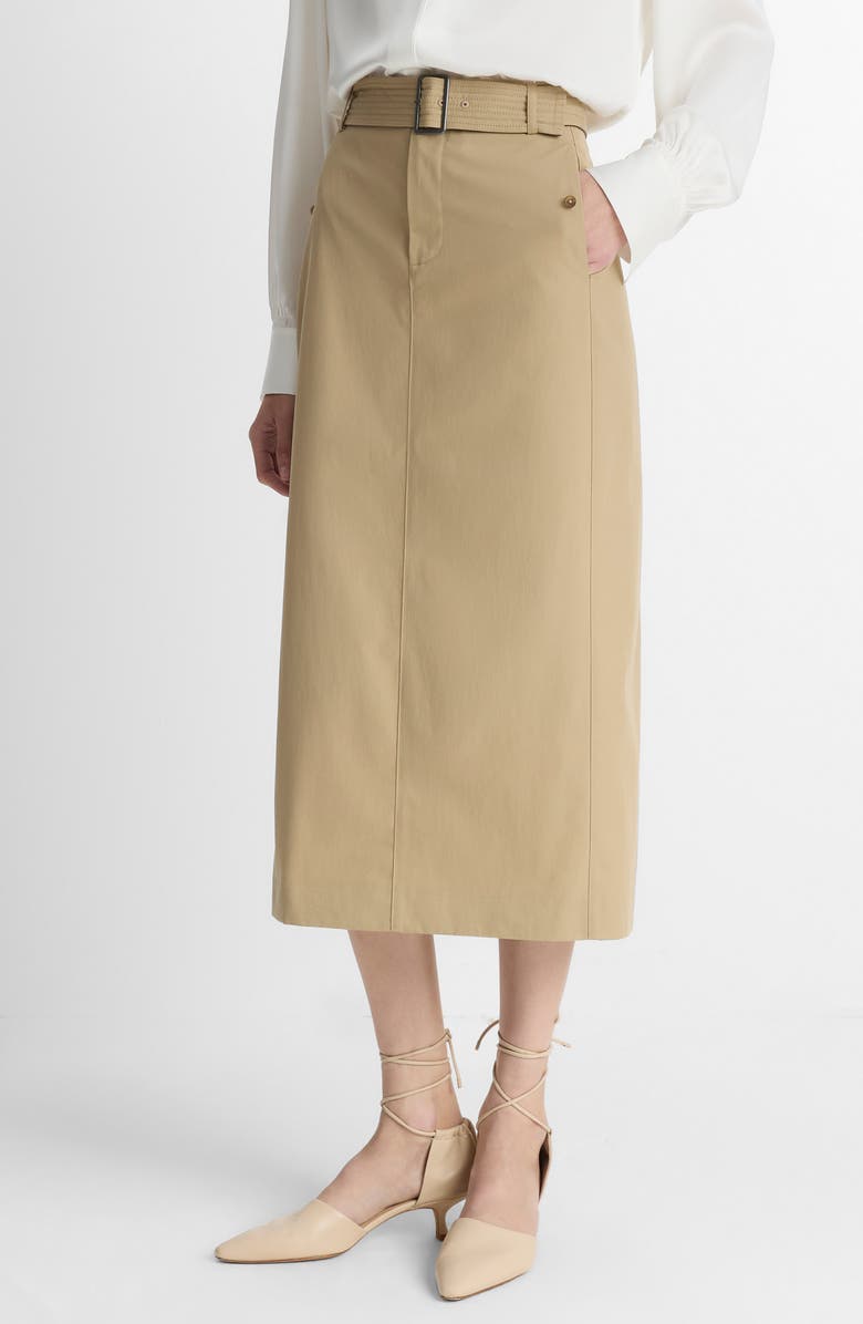 Vince Belted Midi Pencil Skirt, Alternate, color, Cobble Stone