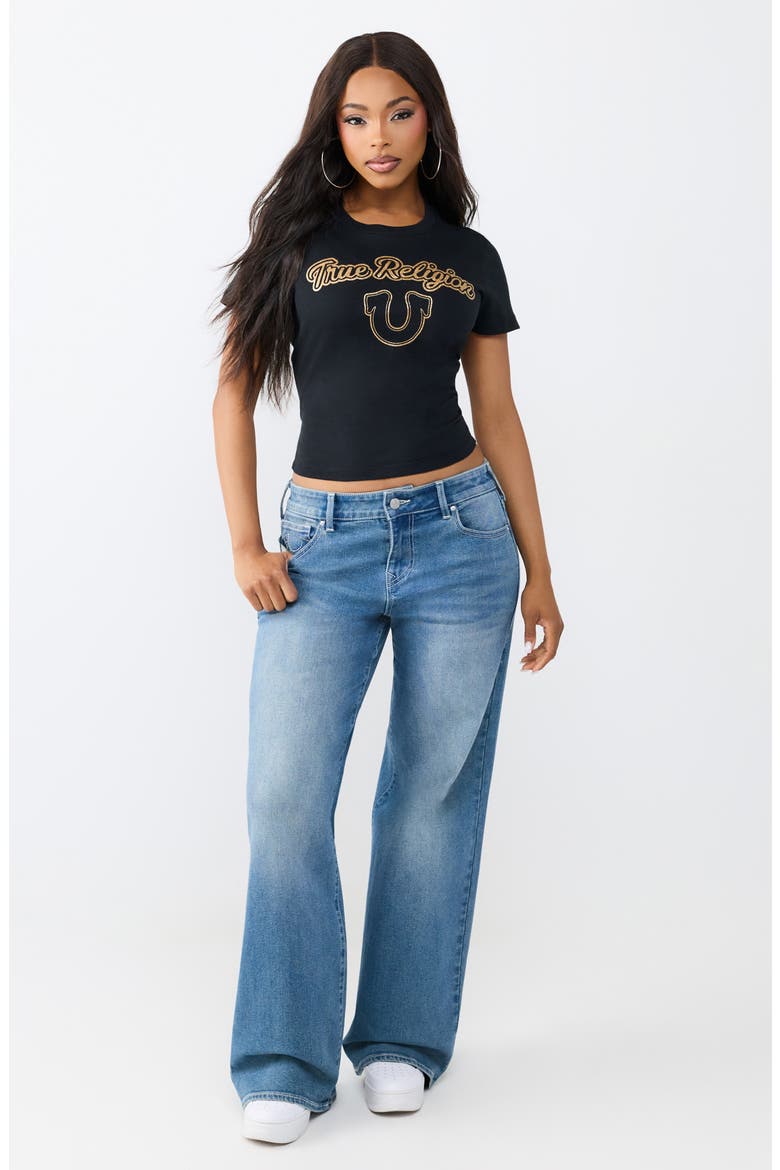 Glitter Horseshoe Relaxed Baby Tee, Alternate, color, JET BLACK