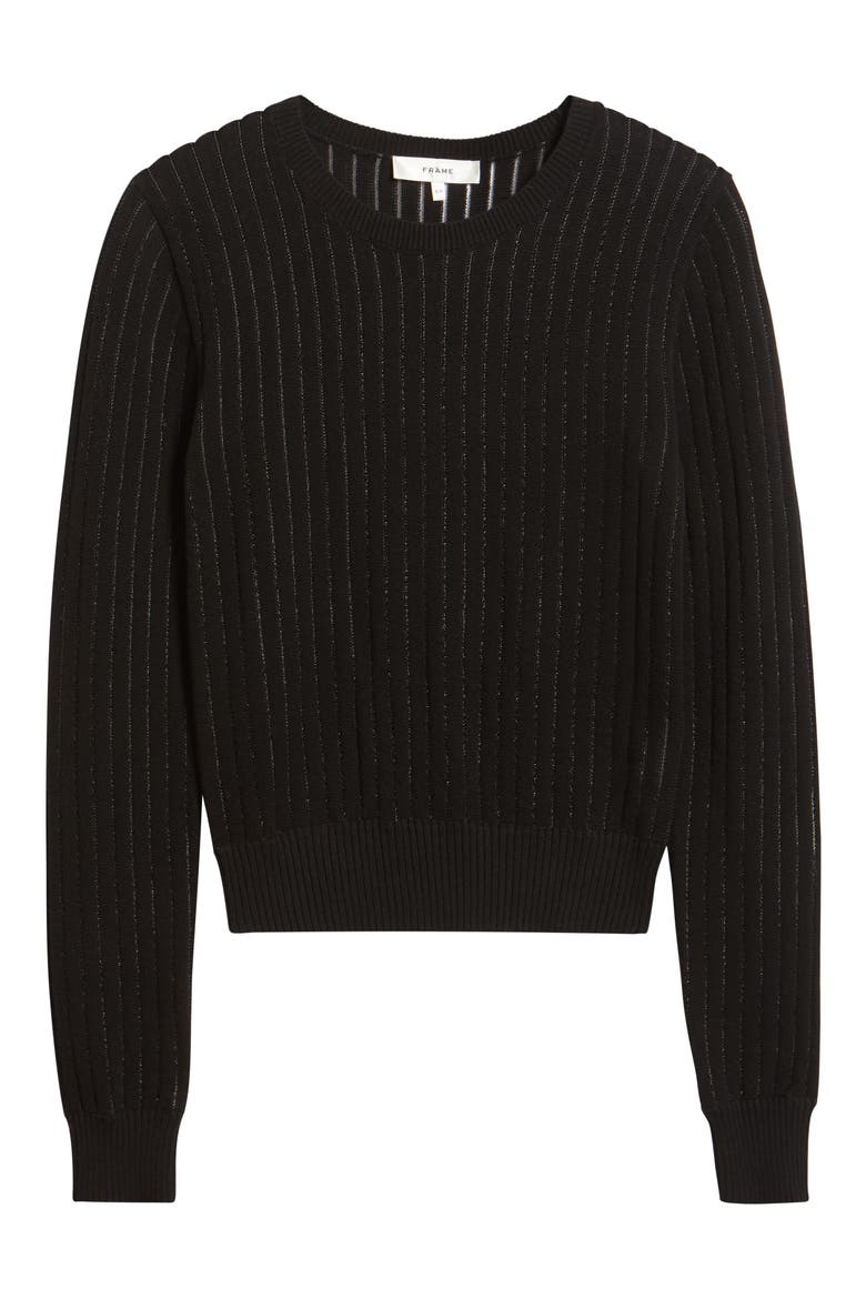 The Sheer Stripe Sweater, Alternate, color, BLACK