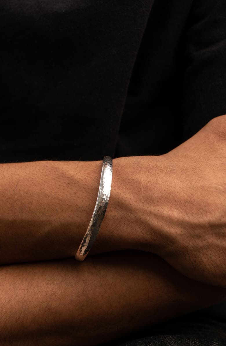 Dower & Hall Men's Hammered Curved Bangle, Alternate, color, Sterling Silver