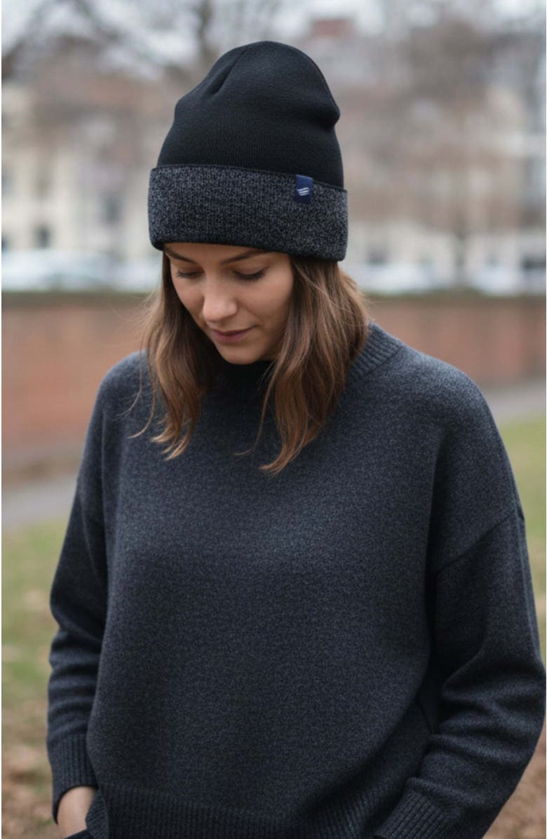 United By Blue The Essential Merino Marled Beanie, Alternate, color, Black