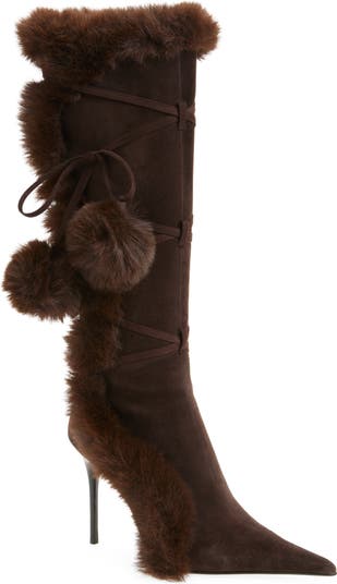 Chilly Faux Fur Trim Pointed Toe Boot