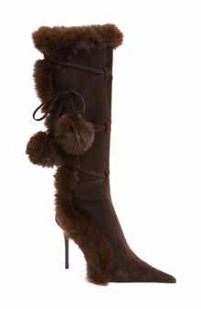 Jeffrey Campbell Chilly Faux Fur Trim Pointed Toe Boot