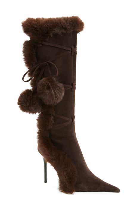 Jeffrey Campbell Chilly Faux Fur Trim Pointed Toe Boot