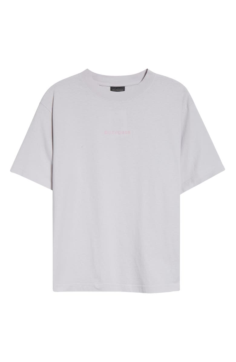 Balenciaga Medium Fit Embroidered Logo Graphic T-Shirt, Alternate, color, Dirty White/ Baby Pink