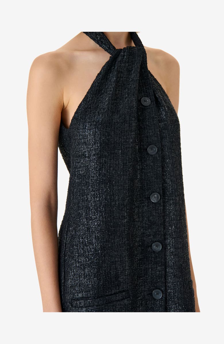 IRO Kiera Halter Mini Dress, Alternate, color, Shiny Black