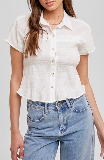 WISHLIST WISHLIST BUTTON FRONT SHIRRED TOP 