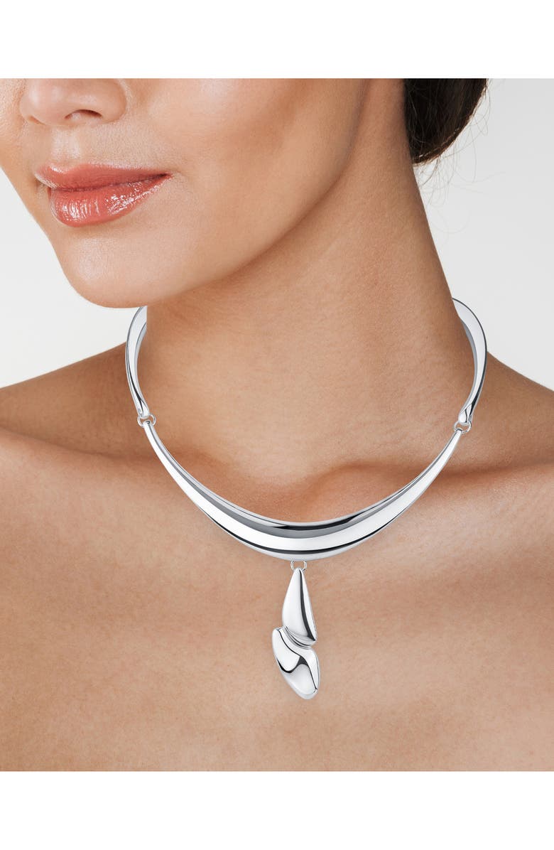 JARDIN Stationed Bar Drop Collar Necklace, Alternate, color, Silver