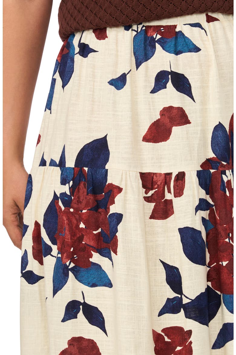 Tiered Midi Skirt, Alternate, color, RUM RAISIN
