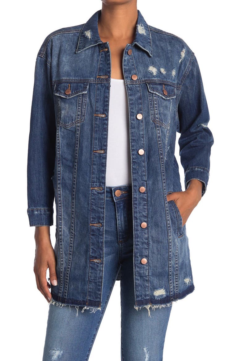 Oversized Boyfriend Denim Jacket, Main, color, SAND CANYON W/M