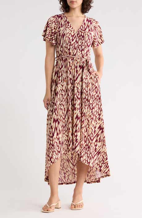 WEST K Flutter Sleeve High-Low Dress