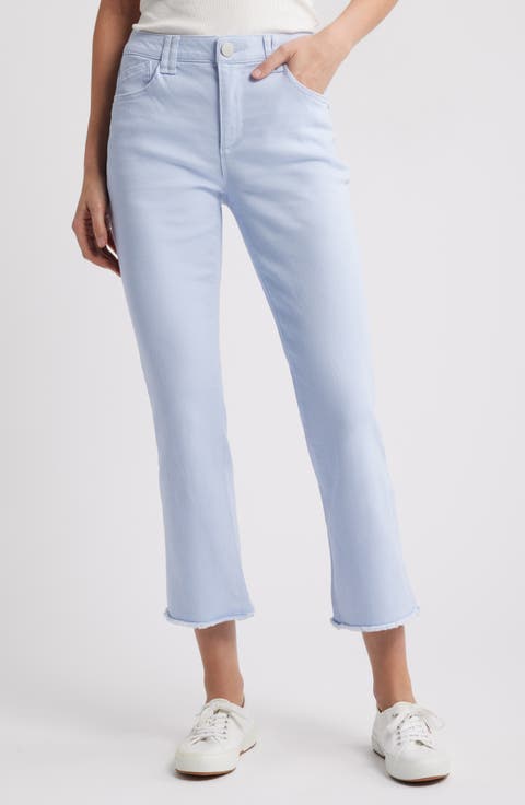Tatum 'Ab'Solution Frayed High Waist Ankle Flare Jeans (Regular & Petite)