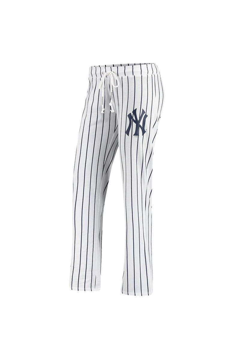 CONCEPTS SPORT Women's Concepts Sport White New York Yankees Vigor Pinstripe Sleep Pant, Alternate, color,